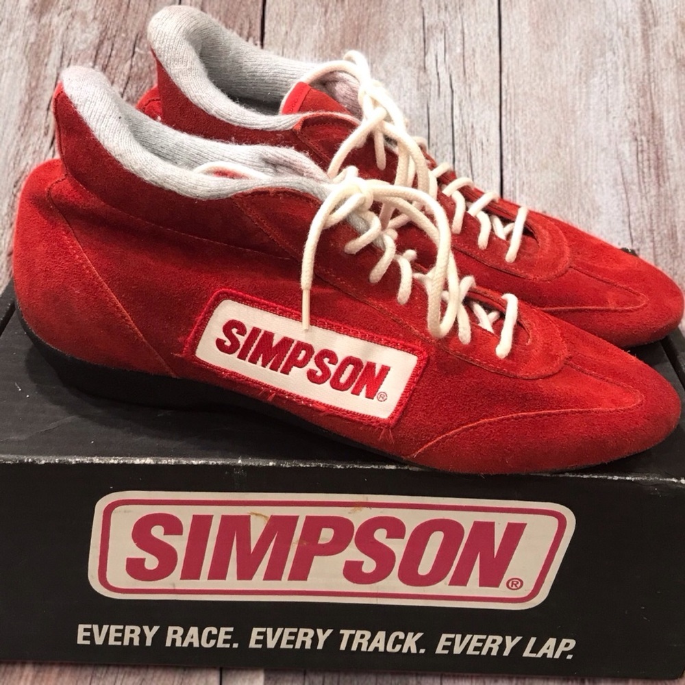 Vintage 90s Simpson Racing Shoe Red Size 6.5 Made In‎ USA